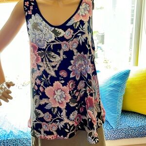 LOFT Pink & Light Blue Floral Casual Top - New